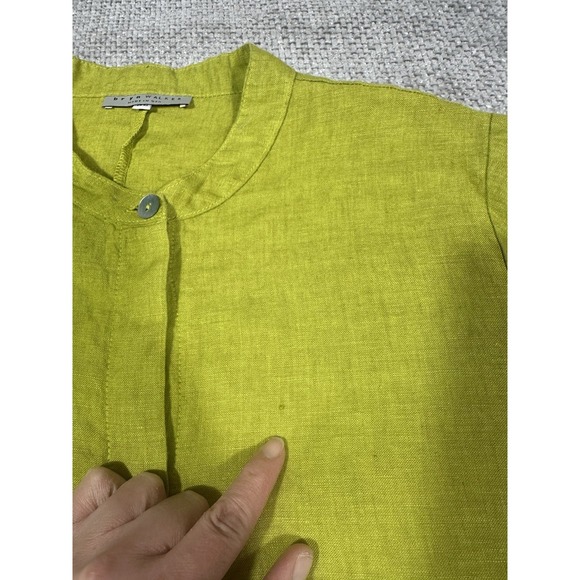 Bryn Walker Dress Womens XL Green Linen Button Front Lagenlook Tunic Oversized - Picture 6 of 11